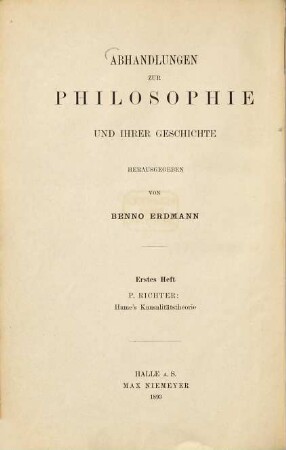 David Hume's Kausalitätstheorie und ihre Bedeutung für die Begründung der Theorie der Induktion