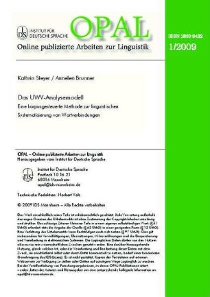 Das UWV-Analysemodell : eine korpusgesteuerte Methode zur linguistischen Systematisierung von Wortverbindungen