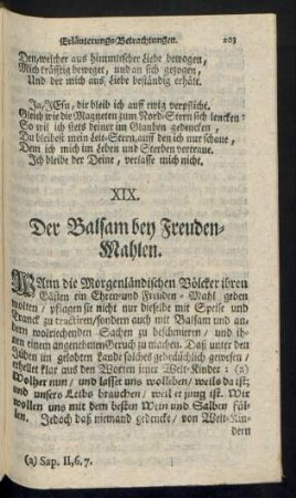 XIX. Der Balsam bey Freuden-Mahlen