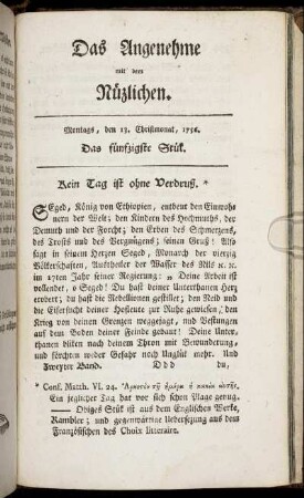 Das fünfzigste Stück. Montags, den 6. Christmonat, 1756.