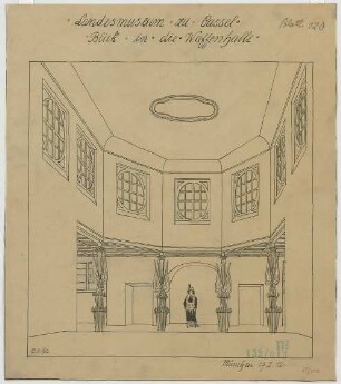 Fischer, Theodor; Kassel; Museum (jetzt: Hessisches Landesmuseum) - Waffenhalle (Perspektive)