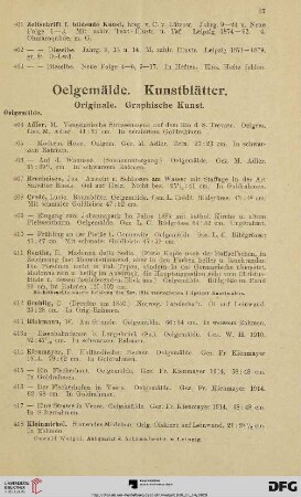 Oelgemälde. Kunstblätter. Originale. Graphische Kunst (Nr. 404-687)