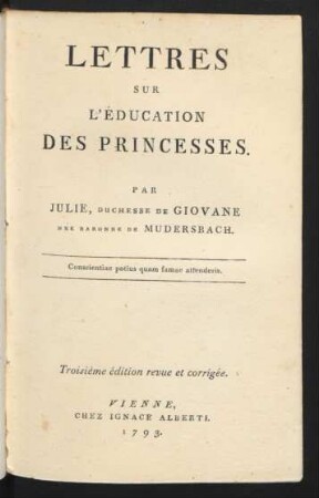 Lettres Sur L'Éducation Des Princesses