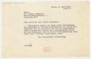 Brief an Ludwig Landshoff : 03.07.1930