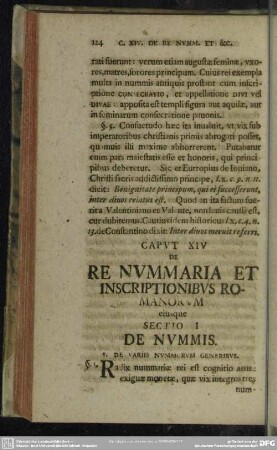 Caput XIV. De Re Nummaria Et Inscriptionibus Romanorum