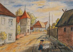Kurt Lange - Steinkirchen, Mädchen mit drei Gänsen