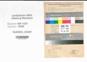 Entnazifizierung Joseph Goebbels , geb. (Beamter)
