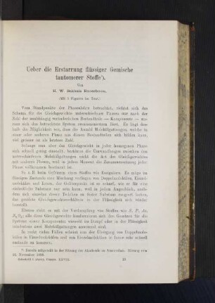 Ueber die Erstarrung flüssiger Gemische tautomerer Stoffe.