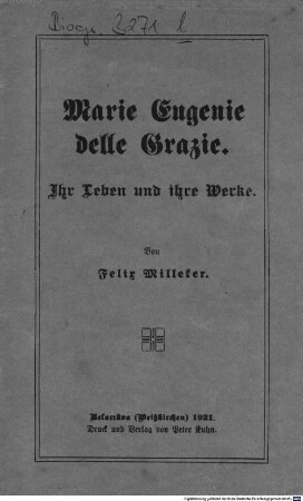 Marie Eugenie Delle Grazie : ihr Leben und ihre Werke