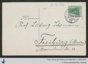 Undatierte Postkarte von Theodor Fritsch.