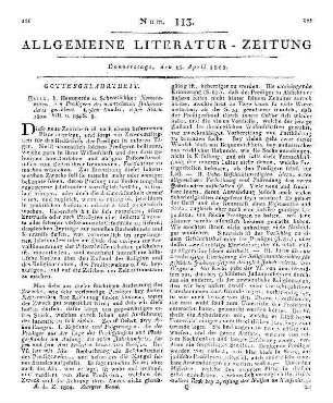 Memorabilien, den Predigern des neunzehnten Jahrhunderts gewidmet. Bd. 1, St. 1. [Hrsg. v. H. B. Wagnitz]. Halle: Hemmerde & Schwetschke 1802