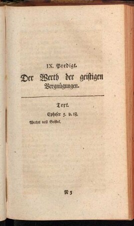 IX. Predigt. Der Werth der geistigen Vergnügungen