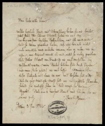 Brief von Jacob Grimm an Johann Werner Henschel