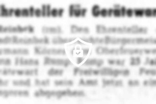 Ehrenteller für Gerätewart