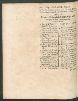 Sectio III. De altero Ordine, der Herren/& iuribus utrique ordini communibus.