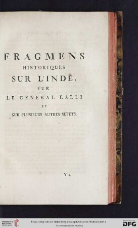 Fragmens historiques sur l'Inde, sur le General Lalli [...]