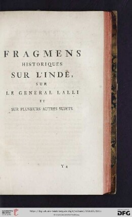 Fragmens historiques sur l'Inde, sur le General Lalli [...]