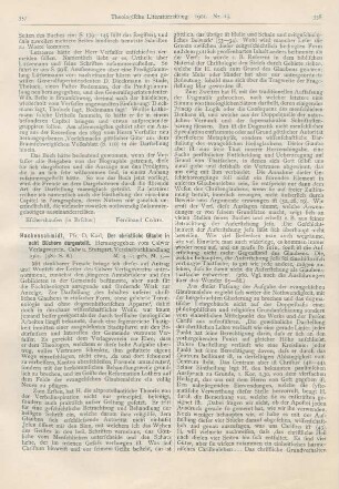 357-362 [Rezension] Hackenschmidt, Karl, Der christliche Glaube in acht Büchern dargestellt