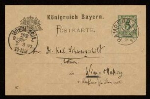 Briefe und Postkarten von Gustav Eberhard an Karl (und Else) Schwarzschild, Bamberg [u.a.], 1897 - 1918