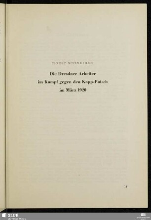Die Dresdner Arbeiter im Kampf gegen den Kapp-Putsch im März 1920