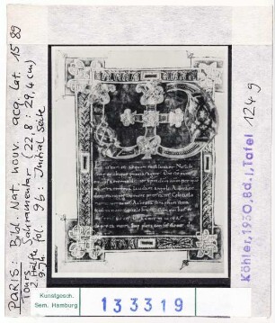 Paris, Bibliothèque Nationale: Nouv. acq. lat. 1589 (Sakramentar), fol. 9v, Initialseite