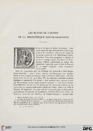 5. Pér. 3.1921: Les bustes de Caffiérie de la Bibliothèque Sainte-Geneviève