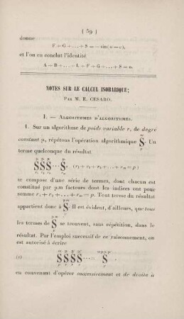 Notes sur le calcul isobarique.