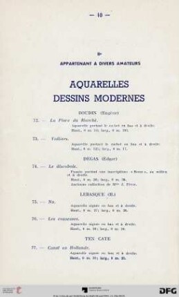 II. Appartenant a divers amateurs (Nr. 72-241)