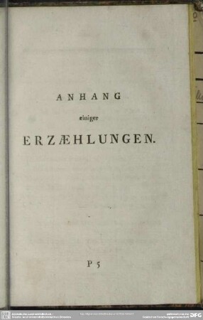 Anhang einiger Erzählungen