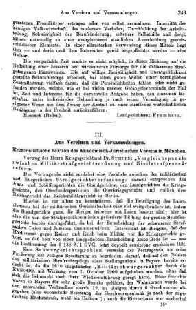 243-245, III. Aus Vereinen und Versammlungen