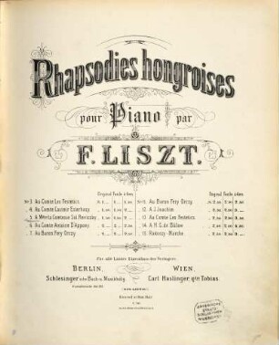 Rhapsodies hongroises : pour le piano. 5, A Mdme la Comtesse Sid. Reviczky