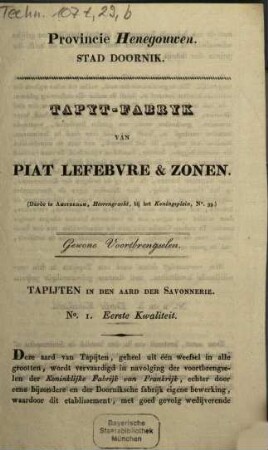 Tapyt-fabryk van Piat Lefebvre & Zonen