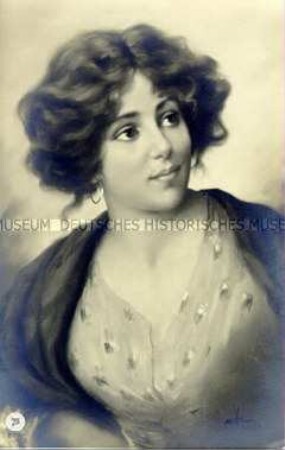 Postkarte mit Frauenbild