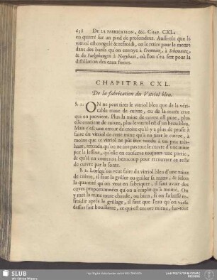 Chapitre CXL. De la fabrication du Vitriol bleu