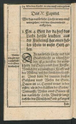 Das X. Capittel. Wie das natürliche Liecht in uns muß untergehen ...