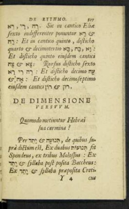 De Dimensione Versuum.