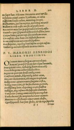 P. V. Maronis Aeneidos Liber Undecimus.