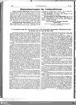 3. Vorstandssitzung des Zentralverbandes der Deutschen Uhrmacher (Einheitsverband) in Berlin, am 25. und 26. Mai 1921