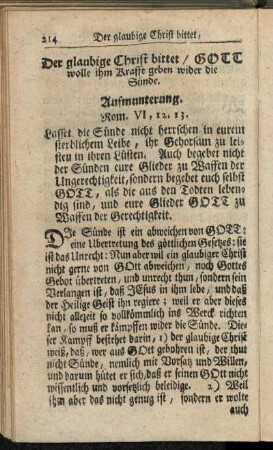 Der glaubige Christ bittet, Gott wolle ihm Krafft geben wider die Sünde.