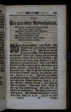 XLII. Der getröstete Melancholicus. - XLIX. Die getröstete Wittwe.