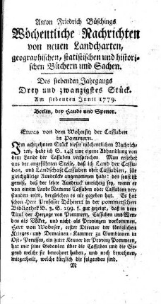 Drey und zwanzigstes Stück