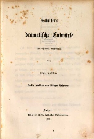 Schillers dramatische Entwürfe