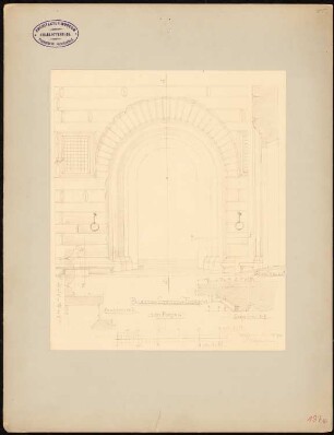 Palazzo Strozzi, Florenz: Aufnahme des SO-Portals, Aufriss, 3 Schnitte 1:50 1:25