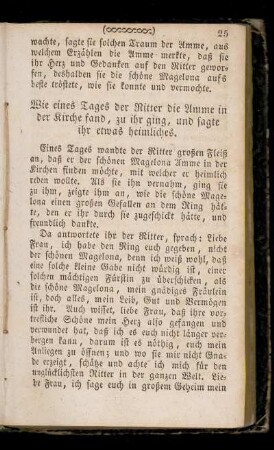 Wie eines Tages der Ritter die Amme in der Kirche fand, zu ihr ging, und sagte ihr etwas heimliches.