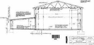 Kornwestheim Pbf: Nebengebäude Sporthalle ESV Halle Schnitt