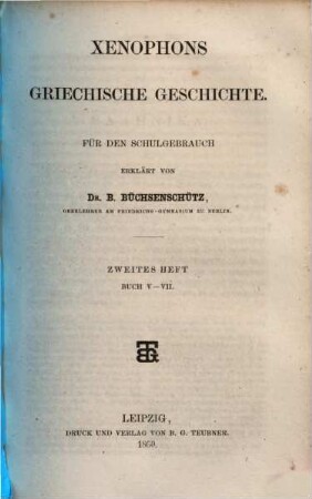 Xenophons griechische Geschichte, 2. Buch V - VII