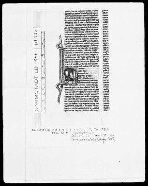 Biblia sacra mit Missale — Initiale H (aec sunt verba) mit Moses und den Gesetzestafeln, Folio 72verso