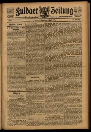 Erste Ausgabe vom Montag, den 08. April 1907.