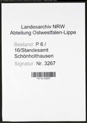 Heiratsregister Standesamt Schönholthausen