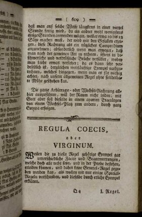 Regula Coecis, oder Virginum